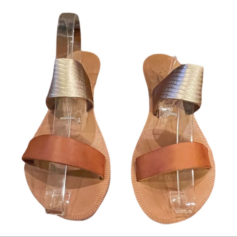 Joie A La Plage Sable in Tan and gold leather double strap sandals 37.5 Italy - Picture 4 of 16